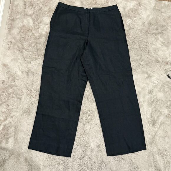 Real Clothes Black‎ 100% Irish Linen Pants Women's 14 Classic Nature Minimalist - Picture 1 of 10
